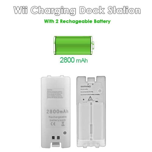 Pulory Wii Charging Station, Dual Charger Dock With Two Rechargeable 2800Mah Batteries For Wii Remote Controller thumb #2