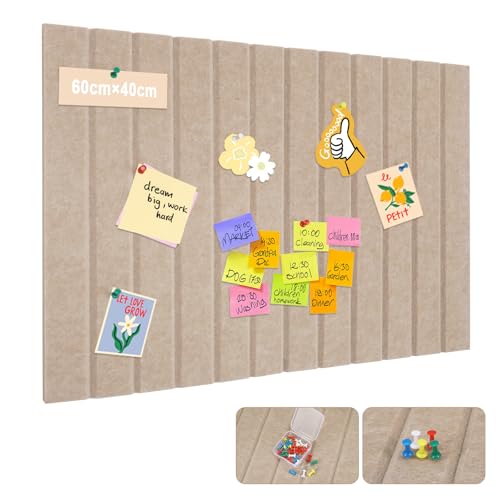 Tablero de corcho pared grande de fieltro decorativo de 40 x 60 cm, 0,9 cm de grosor, pizarra de fotos plegable con cinta autoadhesiva, para paredes de casa, oficina, color marrón
