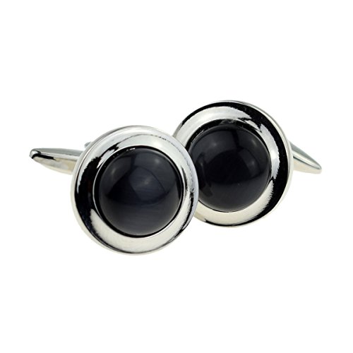 Mancuernillas GTR estilo botón negro unisex miniatura 1