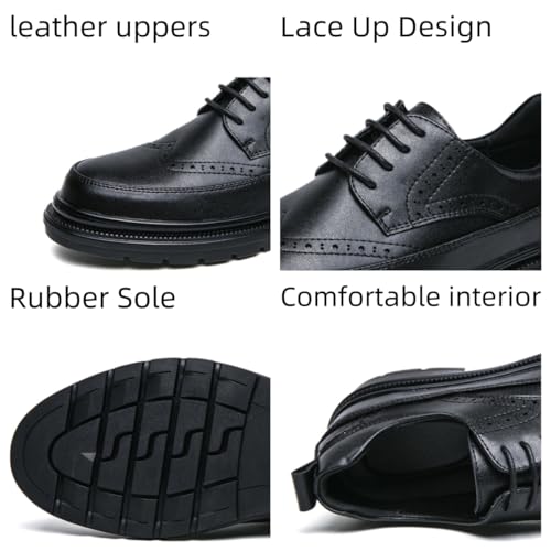 Men's Leather Wingtip Dress Oxfords Shoes Retro Platform Lace Up Brogue Shoes Classic Comfortable Business Formal Work Shoes2