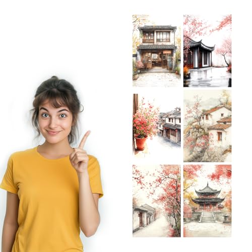 Image of SiddArtify Asian Architecture Wall Art Poster Print Set - Watercolor Building Prints for Living Room Bedroom Office Decor - 12x18 inch Board Pack of 6