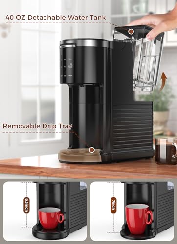 Image of COWSAR Commercial Single Serve Coffee Maker, K Cup Coffee Brewer for Capsule and Ground Coffee, Capsule Coffee Machine with 40 Oz Water Tank, Instant-Heat, 5 Brew Sizes Up To 14 Oz, Classic Black