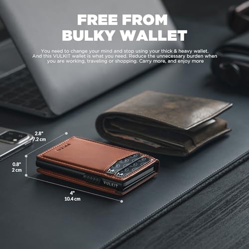 Image of VULKIT Men's Slim Wallets Pop Up Card Holder RFID Blocking Metal Wallet Minimalist Design Holds Up to 11 Cards