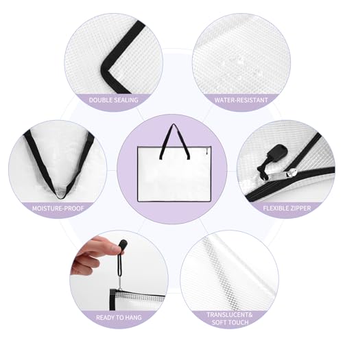Image of EOOUT 2 Pack 18.5x24.8 Inches Art Portfolio Case, Portfolio Folder for Artwork, Posters Storage Bag with Zipper and Handle Mesh Folder Organizers for Poster, Scrapbook, Keepsake and Bulletin Board