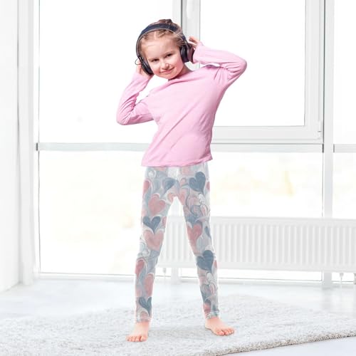 Boccsty Hearts Rose Pink Lightblue Girls Leggings Kids Yoga Pants Dance Active Tights 4T4