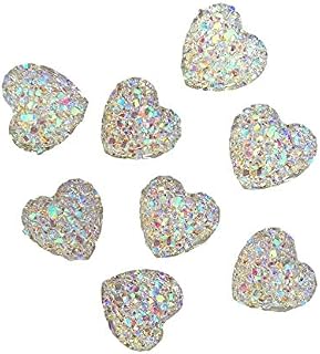 40 x AB Rainbow Heart Resin Crystals Diamante Rhinestones Card Making Embellishments for Crafts