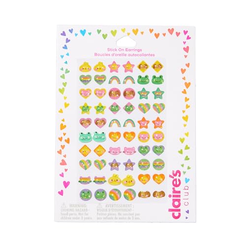Claire's Stick On Earrings for Girls - Variety of 3D Sticker Earrings - Cute Self-Adhesive Stickers - Jewlery Set Perfect for Dress Up2