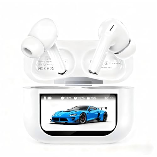 イヤホン bluetooth ワイヤレス 【2025 年新登場·多機能タッチスクリーン·ANC 対応 】Bluetooth5.4 ぶるーとぅーす ブルートゥース イヤホン探し IPX7防水 ノイズキャンセリング 最大48時間再生時間 自動ペアリング マイク付き ENC通話 HiFi音質 Type-C充電 小型/軽量 iPhone/Android/Pad適用 スポーツ/通勤 (白)