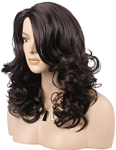 Image of Samyak Full Head Curly /Wavy Hair Wigs For Women & Girls | Nakli Baal | False Hair Wig | Cosplay Replacement Wig| Synthetic Hair Wig (Natural Brown)