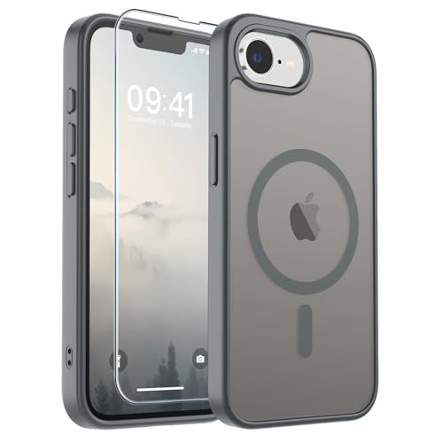 Image of SUPFINE Magnetic for iPhone 17e Case /iPhone 16e Case (Compatible with MagSafe)(Military Grade Drop Protection) Slim Translucent Matte Shockproof with Anti-Fingerprint Phone Case,Gray