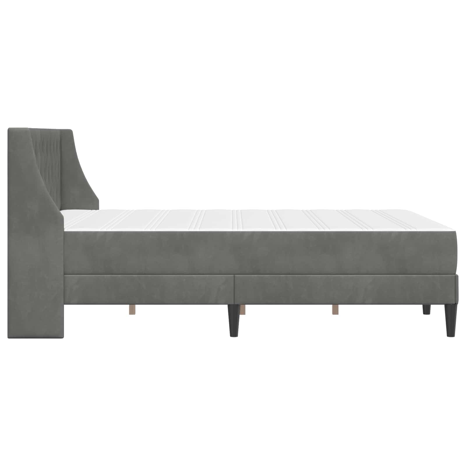 Rama łóżka z materacem, ciemnoszara, aksamitna, 160 x 200 cm, łóżko podwójne z materacem z zimnej pianki, ergonomiczny, oddychający, do sypialni i gości, wygodny stelaż