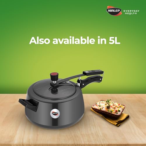 Image of Nirlep NutriHealth 3 Litre Inner Lid Hard Anodized Aluminium Handi Pressure Cooker with Induction Bottom