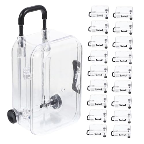 ノーブランド品 24個入り ミニスーツケース型キャンディーボックス 透明プラスチッ