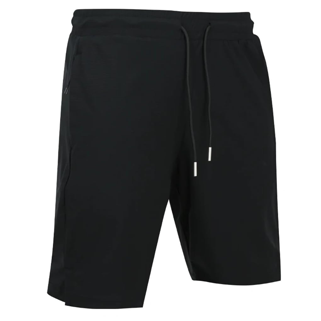 REHJJDFD Mens Exercise Shorts Casual Jogging Bottoms Pocket Zip Training Breathable Sport Shorts Black XXL