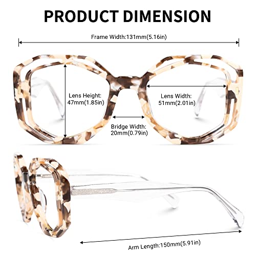 Image of Zeelool Unique Geometric Blue Light Blocking Glasses for Women Astrid JGA902506-04 Light-Tortoise