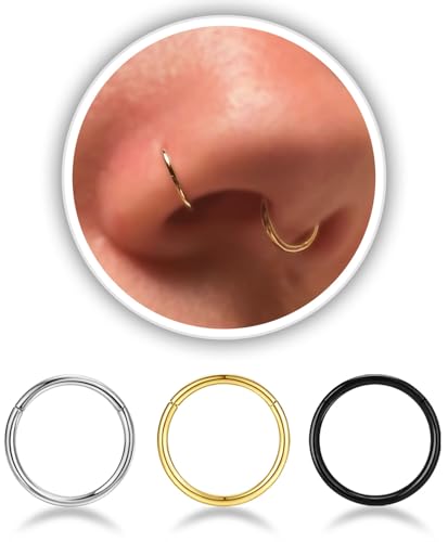 AMASIS 3Pcs 18G 6mm Nose Rings Hoop for Women...