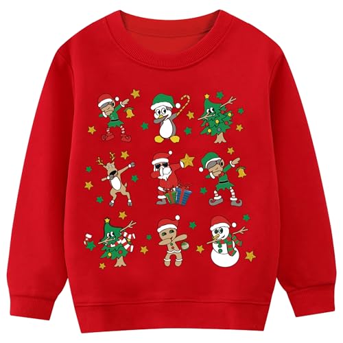 CM-Kid Toddler Boys Sweatshirt Christmas Sweater Shirt Kids Santa Claus Reindeer Pullover Long Sleeve Xmas Top Size 2-7T