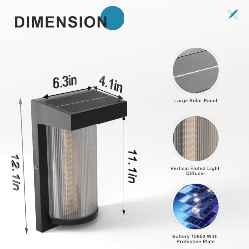 Image of Lightdot 2-Pack Arc Solar Wall Lights, Dusk to Dawn with Remote Control | 3000K Warm White 300LM Waterproof Solar Exterior Lamp for Yard, Walkway, Garage, Fence