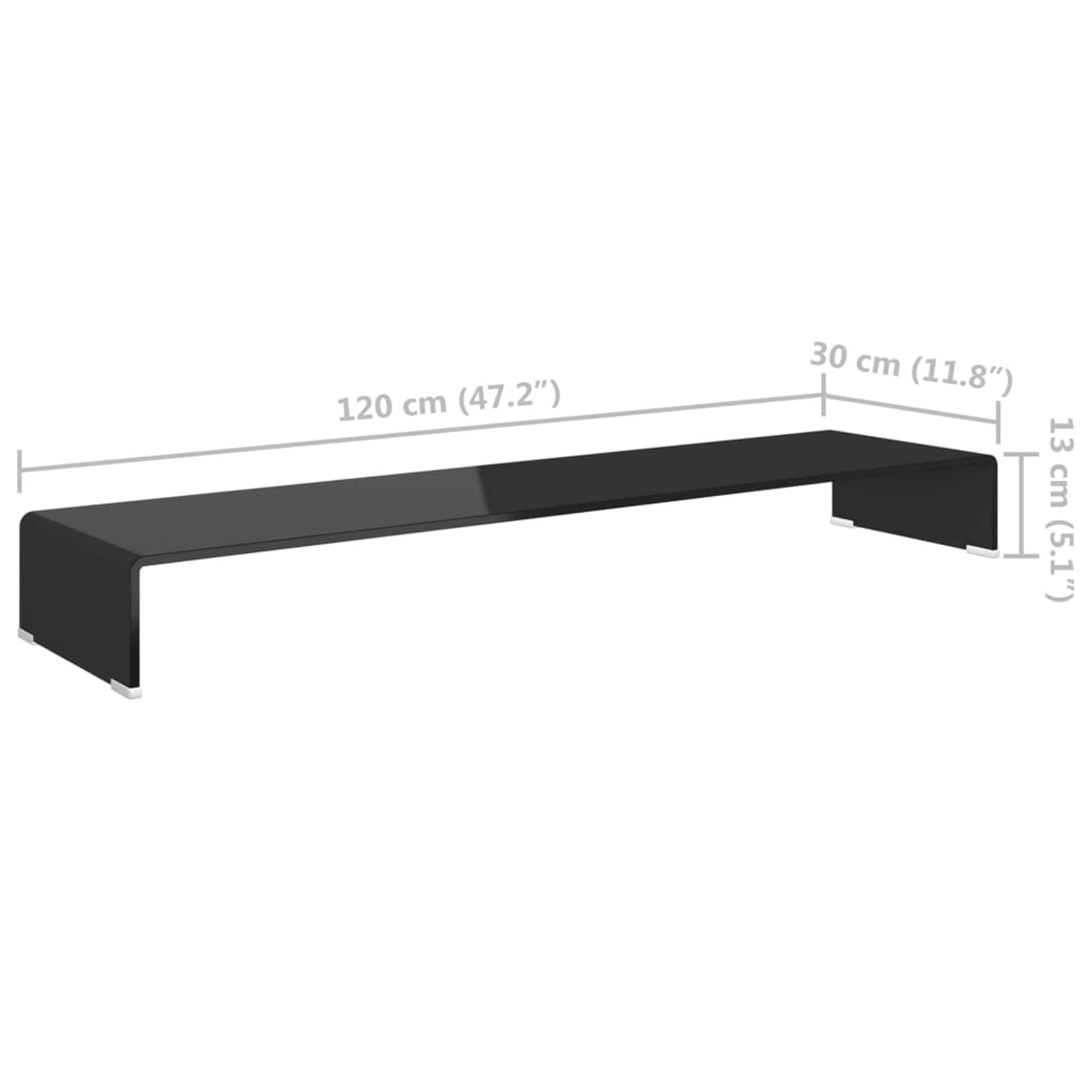 Homgoday Supporto per Monitor, Supporto TV/Rialzo Monitor in Vetro Nero 120x30x13 cm, Mobile Porta TV, Organizer da Scrivania per Ufficio e Casa, Supporto TV per Computer,Laptop PC iMac