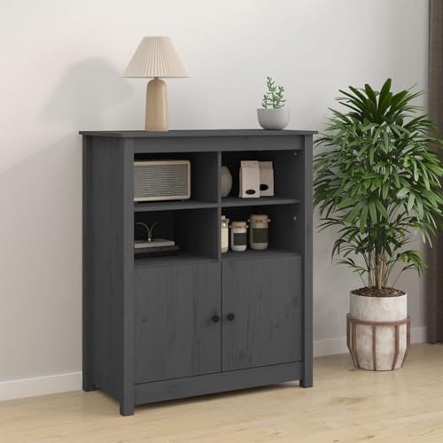 Vopese Aparador de Madera Maciza de Pino Gris 83x41,5x100 cm Armario de Almacenaje,aparador Cocina Aparador Auxiliar Mueble de Almacenaje de Salón Buffet Moderno