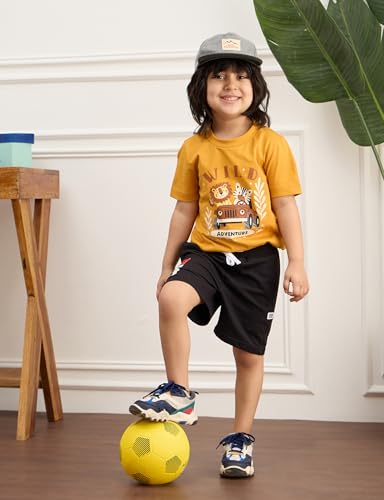 Image of Amazon Brand - Symbol Boys 100% Cotton Graphic Printed Half Sleeves T-Shirt | Age 2-6 Years (Available in Combo Pack of 3 and 5)