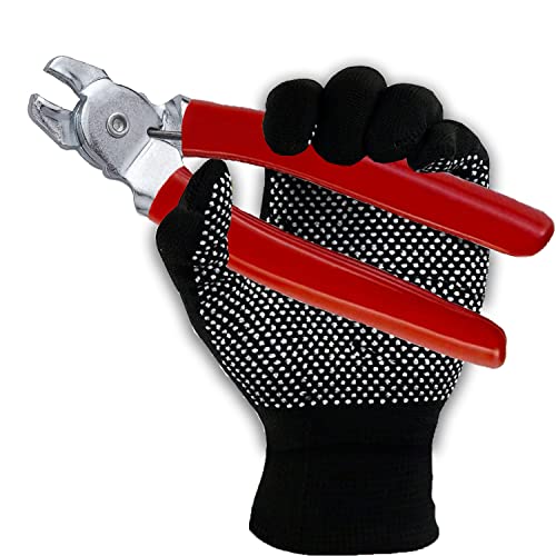 480Pcs 3/4" 1/2" 3/8" 1" Galvanized Hog Rings with Bent Hog Ring Pliers Assortment, Professional Upholstery Hog Rings Installation Kit for Bungee Shock, Cords, Animal Pet Cages, Bagging