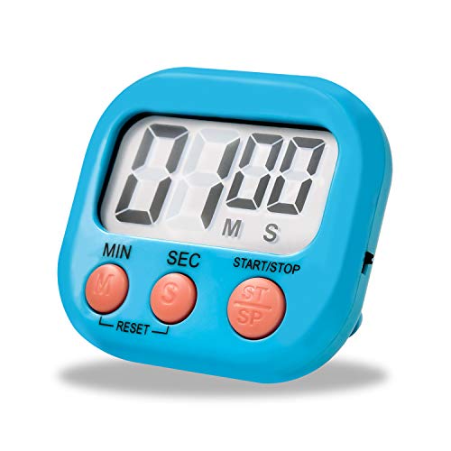 Digital Kitchen Timer with Loud Alarm Large Digits Magnetic Base Retractable Stand for Cooking Baking Workout Sports Games Blue