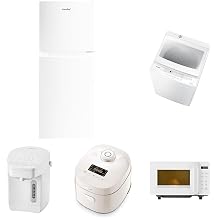 Comfee 5-Piece Refrigerator White + Washing Machine 132 L White + Microwave 13.2 lb 6 kg White + Microwave 16 L White + Rice Cooker + 2.2 L Water Bottle, Living Alone, New Home Appliance Set