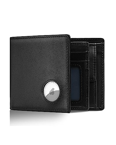 KLOMORE Geldbörse Airtag Herren Leder mit Münzfach (Airtag Nicht enthalten) RFID Schutz Geldbeutel Wallet Portmonee Kartenetui Echtleder Portemonnaie Kreditkartenetui
