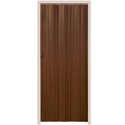 Miniatura 2 de Tectake Puerta Plegable Pvc, Manija Doble, Altura Recortable, Cierre Magnético, Repelente Al Agua, Puertas Correderas De Interior, Resistente Al Agua, Puerta Corredera Plegable - Teca