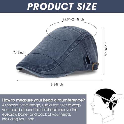 Mens Flat Caps 3-Pack Men's Classic Newsboy Caps 100% Cotton