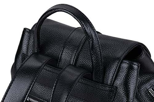 Coolcy New Vintage Women Real Genuine Leather Backpack Purse Schoolbag (Black) #TOP7