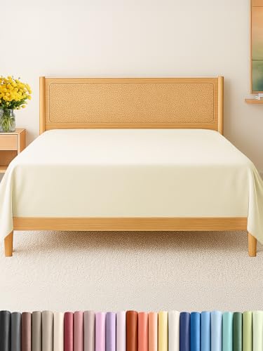 Queen Size Flat Sheet - Hotel Quality Top Flat Bed Sheet Only - Ultra-Soft, Breathable & Cooling - Fade & Wrinkle Free - Easy-Care, Stain & Shrink Resistant Bedding - Easy-Fit & Oeko-Tex - Off White