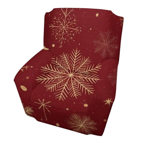 Housse de fauteuil de salon chaleureuse motif flocon doré extensible