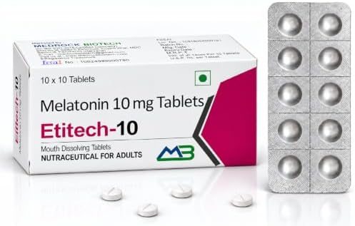 Etitech-10 Melatonin 10mg Chewable Sleeping Tablet 100 Tablets(10X10) 1 Box