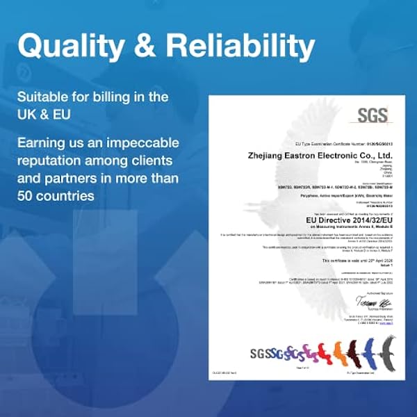 EASTRON SDM72D-MID elanvändningsmätare – trefas pulsmätare – 100 A kWh elnät, Din Rail Smart kWh energimätare, med bakgrundsbelyst LCD-skärm – MID-certifierad/kalibrerad