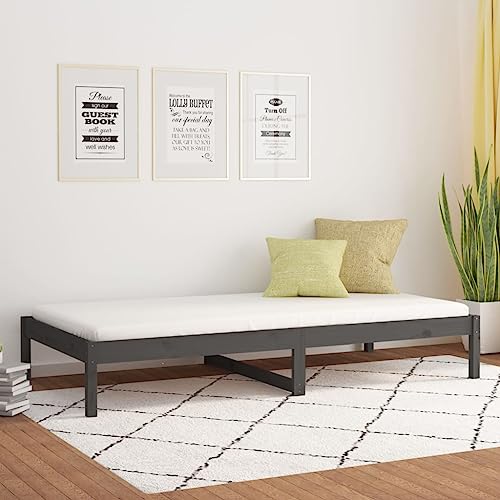 KLYEON Sofá Cama de Madera Maciza de Pino Gris 90x190 cm Camas y somieres