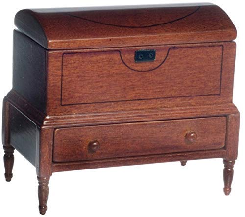 Dollhouse Miniature 1:12 Scale Walnut Lincoln Dome Chest #T6745 #TOP1