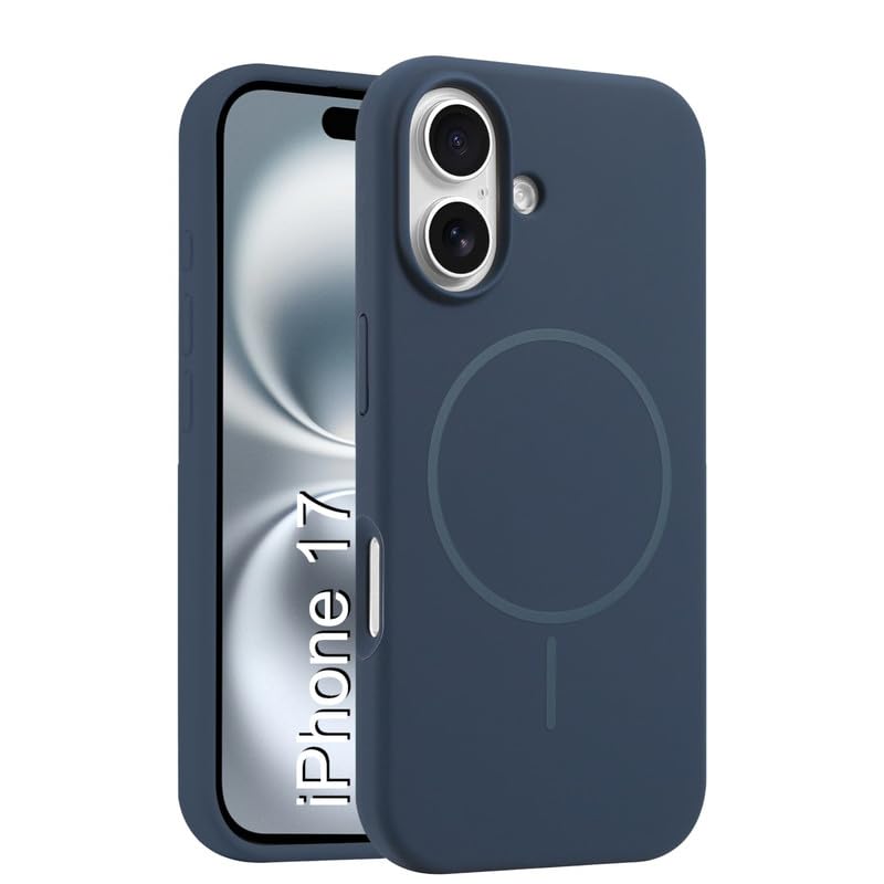Image of LuxuryKase Silicone Magnetic Case for iPhone 17 | Soft Microfiber Lining | MagSafe Support | Shockproof Protective Cover | Precise Cutouts | Slim Fit Design - Blue