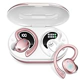 auricolari bluetooth 5.3 con hi-fi stereo, 48 ore cuffie wireless sport con gancio per orecchio/display led/impermeabile ip7/chiamata hd, vestibilità comoda