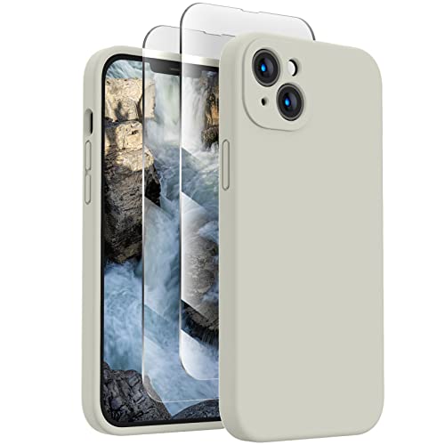 Image of FireNova Designed for iPhone 14 Case, Silicone Upgraded [Camera Protection] Phone Case, Soft Anti-Scratch Microfiber Lining Inside, 6.1 inch, Stone
