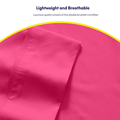 Parure de lit microfibre brossée 1500 fuchsia haut de gamme king size