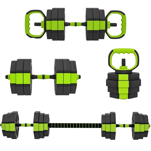 SPORTNOW Juego de Mancuernas Ajustables, 4 en 1, 25kg, Juego de Pesas Utilizado como Kettlebell, Barra, Mancuernas o Soporte para Flexiones, Equipo para Hombres y Mujeres, Gimnasio en Casa
