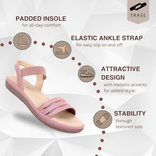 Image of TRASE Ankle Strap Flat Sandals For Woman | Stylish And Comfortable Casual Sandal | Women's Footwear | Flats For Women Daily Use | Soft Sandals For Women