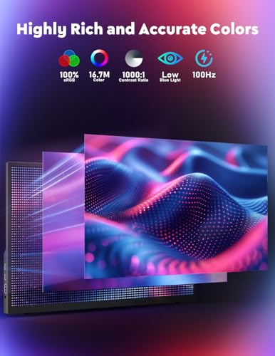 Image of ZSCMALLS Portable Screen, 18.5 inch 1080P 100Hz Extended Monitor, 1000:1 100% sRGB USB-C HDMI Portable Display for Laptop HDR Travel Screen with Speakers & Smart for PC PS5 /4 Xbox Switch
