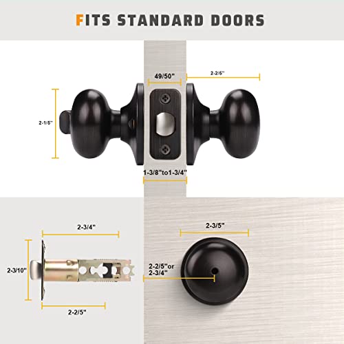 Knobwell Oil Rubbed Bronze Door Knobs, 5 Pack Privacy Interior Door Knob With Lock For Bedroom Bathroom Door, Locking Door Knobs Interior Door Handles #TOP4