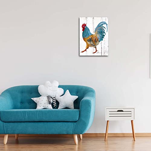 Rooster Kitchen Canvas Wall Art: Rustic Farmhouse Painting Poster - Chicken Artwork Decoration For Home Living Room Bedroom, Framed Picture Prints Decor Ready To Hang (10"X 15") #TOP6