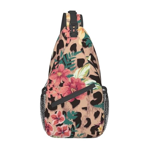 Sac poitrine homme femme vintage motif léopard pour voyage et marche