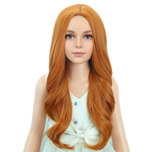 Image of PATTNIUM Ginger Long Curly Middle Part Wig Halloween Costume Wig