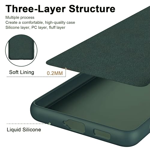 Image of SBMS Silicone Back Cover Case for Samsung Galaxy F70e /M07 /A07 /F07 5G | Soft Micro-Fibre Lining Inside | Magsafe Print On Back Side Camera Protection Bump | Shockproof Case Sam M07 (Green)